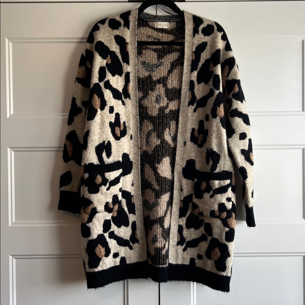 Altar'd State Leopard Print Cardigan - Black and Tan